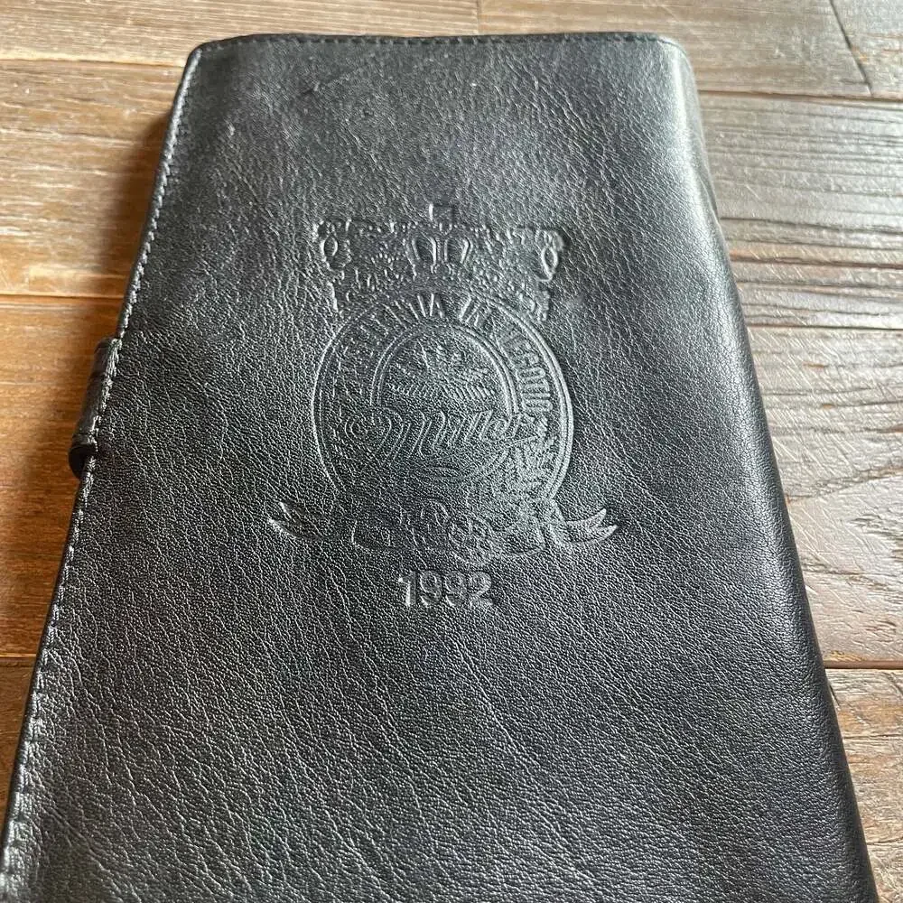 Vintage Miller High Life Branded Black Leather Travel Wallet and Organizer